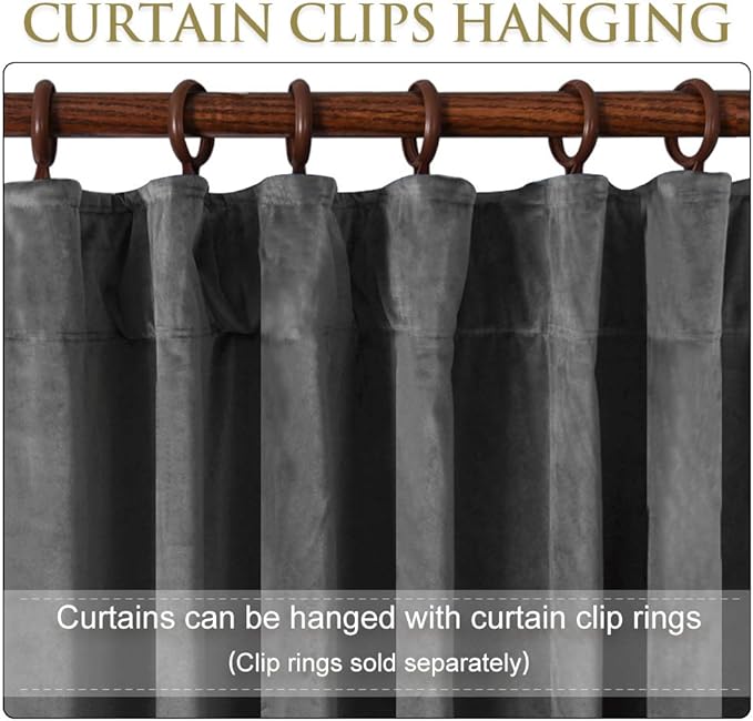 StangH Velvet Curtains 90 inches for Bedroom, Luxury Home Decor Super Soft Room Darkening Sound Reducing Panel Drapes for Living Room Sliding Door/Office, Grey, W52 x L90, 2 Panels