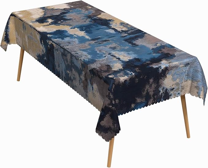 54x78 Inch Abstract Art Rectangular Tablecloth Ombre Grunge Camouflage Table Cloth Waterproof Durable Table Cover for Kitchen Home Picnic Interior Decor