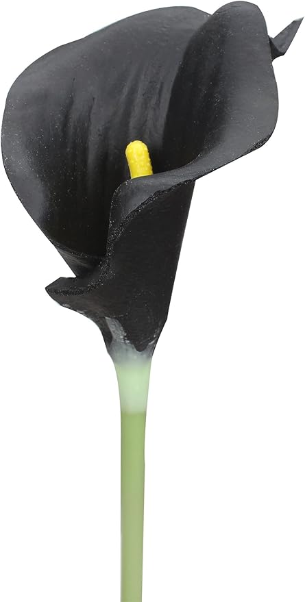Duovlo 20pcs Calla Lily Bridal Wedding Bouquet Lataex Real Touch Artificial Flower Home Party Decor (Black)