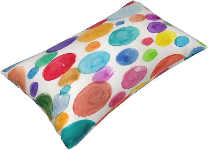 Colorful Polka Dot Lumbar Pillow Covers 12x20 Inch Set of 2 Rainbow Colorful Circles Throw Pillow Cover Watercolor Circles Pillowcase Cushion Cases for Home Couch Bed Sofa