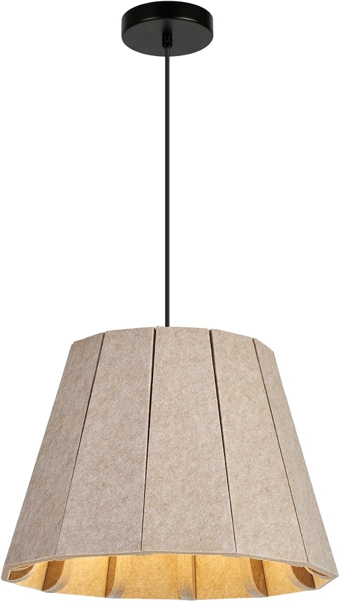 Pendant Light with Felt Lampshade, Modern Hanging Lamp Fixture, DIY Acoustic Pendant Light Chandeliers for Kitchen Island, Living Room, Dining Room, Bedroom, Office (D15.7"x11")