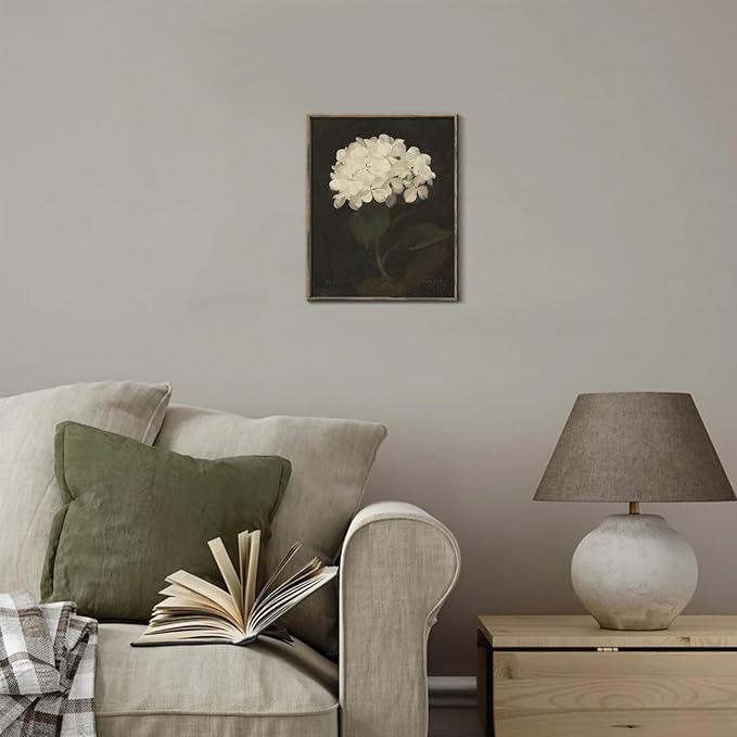 XOCUUI Unframed Wall Art for Living Room Decoration Canvas Room Decor White Hydrangea Oil Painting Canvas Prints Bedroom Bathroom Wall Art Kitchen Office Wall Decor 8x10in