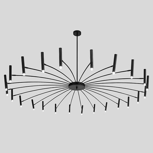 KCO Lighting 24 Lights Black Metal Sputnik Chandelier Mid Century Modern Flush Mount Ceiling Light Fixture Farmhouse Vintage Kitchen Island Sputnik Chandelier Lighting (24-Light)