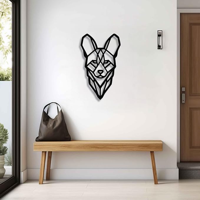 Geometric Animal Metal Wall Art – Modern Polygon Style Metal Wall Decor for Home, Living Room, or Office, Minimalist Wildlife Wall Sculpture, Black Steel Design (Style-3)