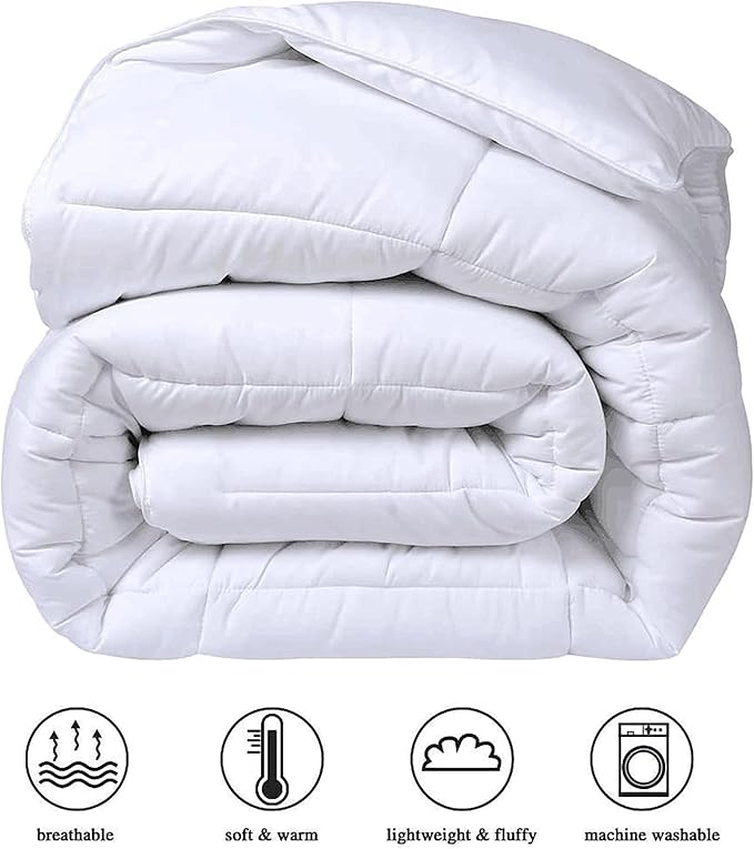 COHOME Quilted Twin XL Size Comforter - All-Season Down Alternative Duvet Insert - Luxury Hotel Soft Breathable White Comforter with Anti-Clump Tech & 8 Tabs - Reversible（68"x92"）