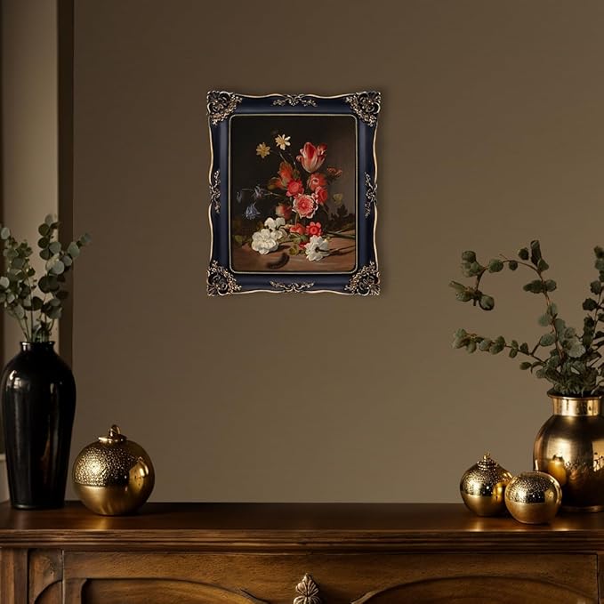 Gothic Picture Frame 8x10 Black Vintage Picture Frames Antique Ornate Baroque Victorian for Wall or Tabletop Display, Fits 8x10 or 5x7 Photo with Mat