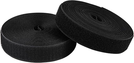 1 Inch Sew on Hook and Loop Strips | Easy to Sew | Excellent Grip | Non-Adhesive Back Nylon Fabric Fastener Strips for Clothing Sewing Crafts and DIY Projects, Black, 1in x 5yd