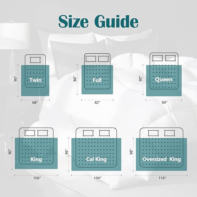 California King Goose Feather Down Fiber Comforter, 100% Cotton Cover Ultra Soft Fluffy California King Duvet Insert, All Season Luxurious Hotel Bedding Comforter, White 104"x96"