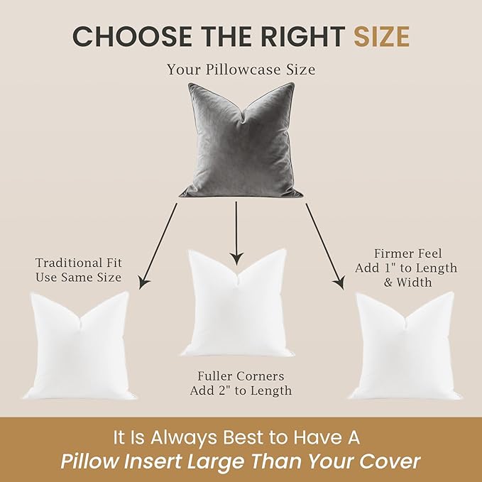 BHZ Euro Throw Pillow Insert, 22x22 Down Feather Alternative Pillow Inserts, Decorative Soft Large Square White Throw Pillows Insert for Couch Bed Dorm Sofa with Cotton Cover
