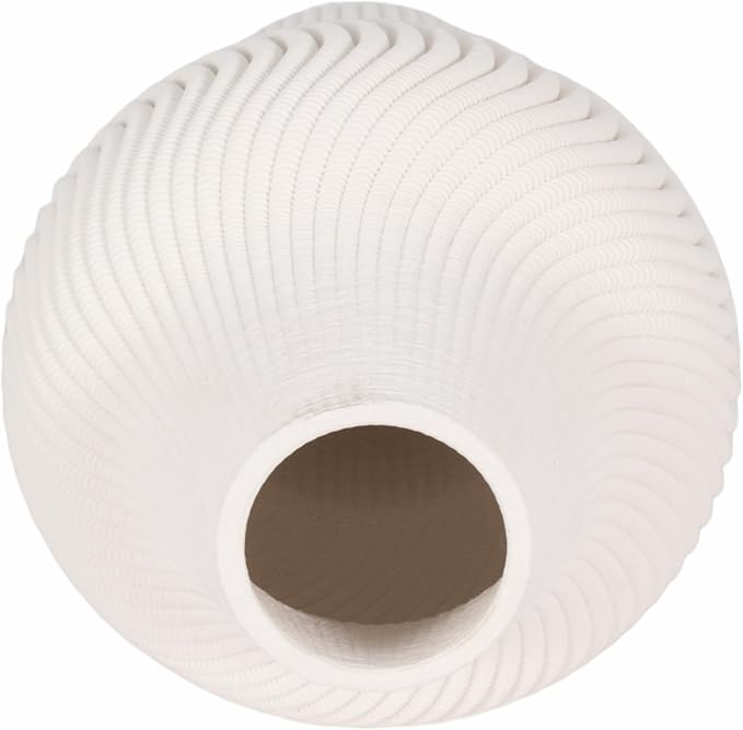 Texture Ceramic Vase for House Decor - 3D Printed Design, Perfect as a Flower Vase for Bedroom, Table, and Office Display - Modern Sculpted Home Accent for Room and Living Room Decor – 10", Ivory