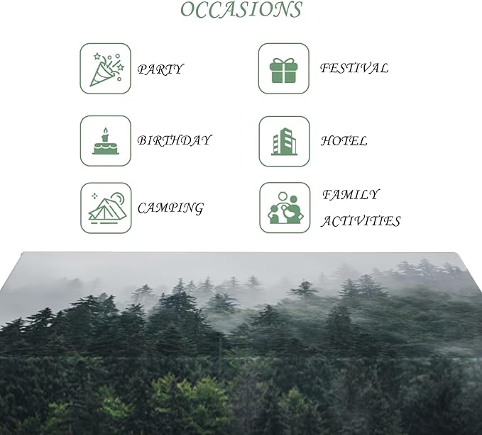 54x108 Inch Nature Rectangular Tablecloth Pine Woodland Dreamland Table Cloth Waterproof Durable Table Cover for Holiday Picnic Outdoor BBQ Decor