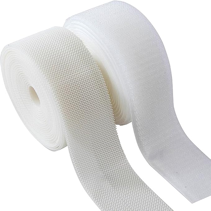 Sew on Hook and Loop Strips 2in x 3yd | Easy to Sew | Excellent Grip | Non-Adhesive Back Nylon Strips Fabric Fastener Non-Adhesive Interlocking Tape for Clothing Sewing Crafts and DIY Projects, White