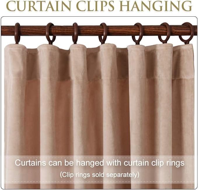 StangH Beige Blush Velvet Curtains Light Dimming Bedroom Panels 96 inches 2 Panels, Luxury Farmhouse Decor Window Treatment Back Tab Soundproof Draperies for Kids Nursery/Study, W62x L96