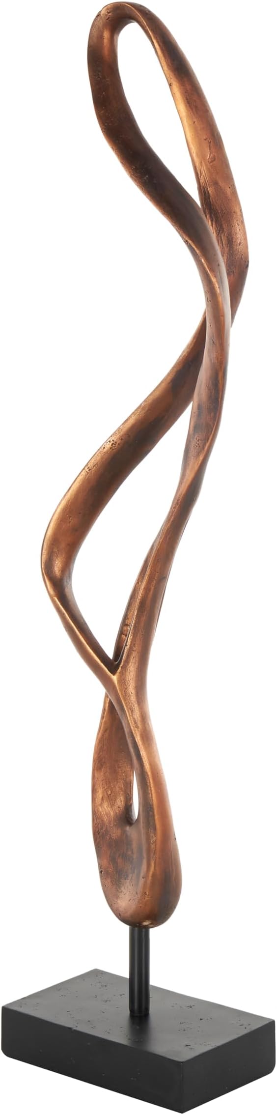 Deco 79 Polystone Abstract Decorative Sculpture Abstract Home Decor Statue with Rectangle Black Base, Accent Figurine 6" x 4" x 28", Bronze