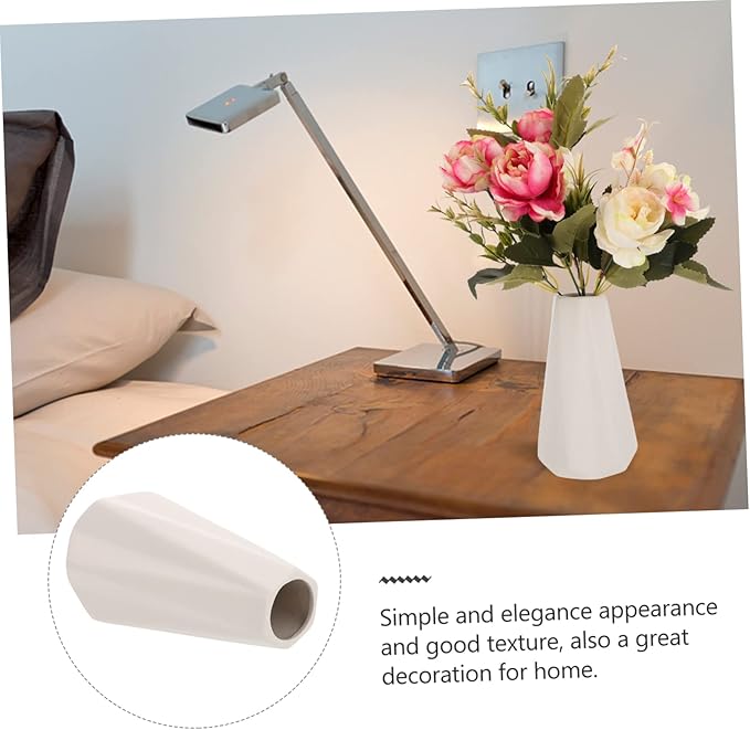 Cabilock White Ceramic Vase Modern Chic Porcelain Flower Pot for Home Office Balcony Decor Simple Elegant Floral Planter