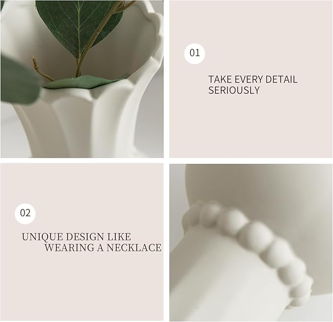 Modern Ceramic Vase - Grey, Perfect for Pampas Grass, Dried Flowers, Centerpieces