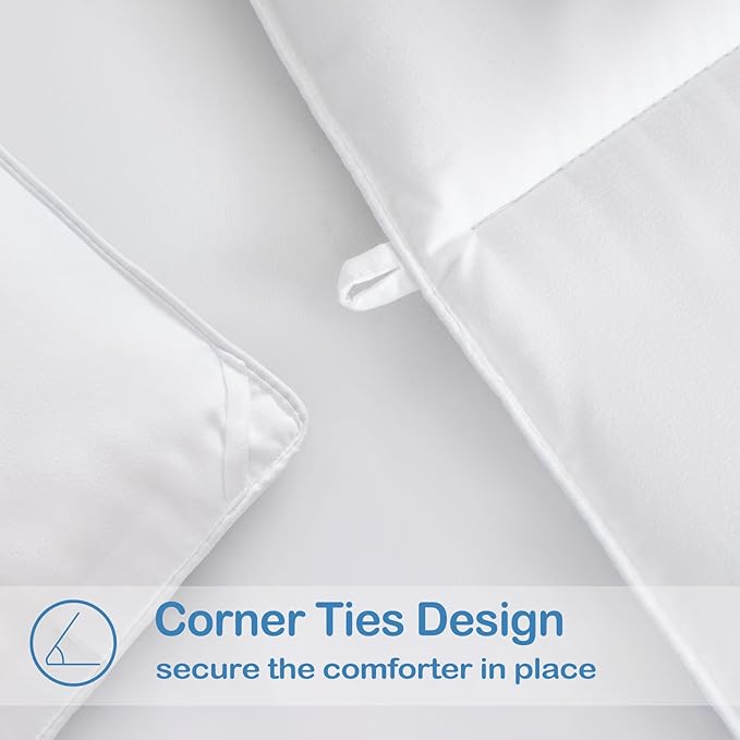 EASELAND Twin Size Down Alternative Comforter - Quilted Duvet Insert for All Seasons, Soft Lightweight with Corner Tabs, Summer Winter Warm Bedding, White 64×88 Inches
