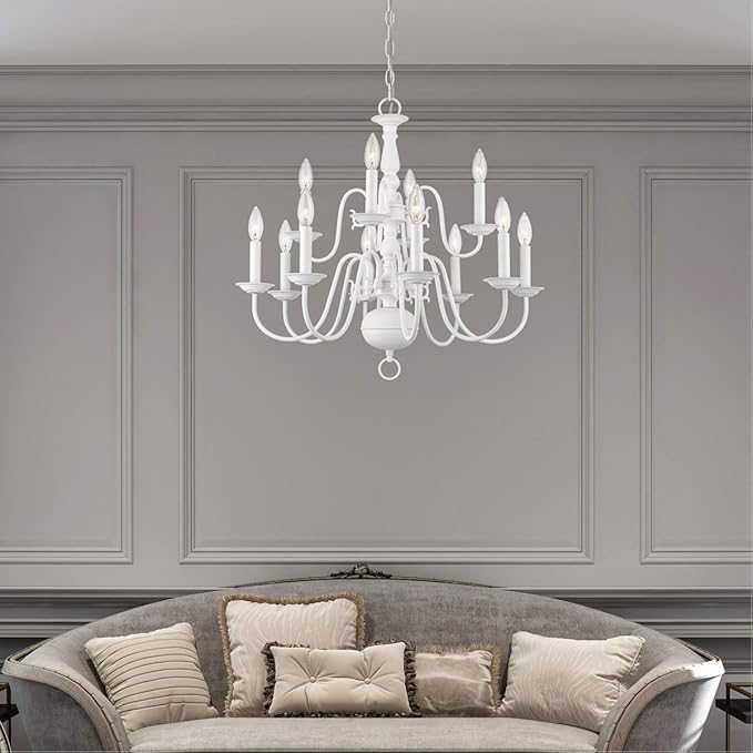 Livex Lighting 5012-03 Williamsburgh 12 Light White Chandelier