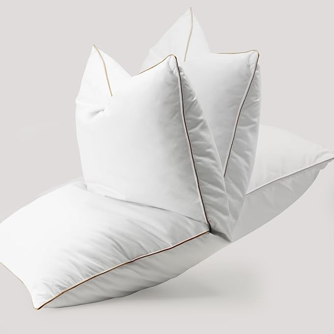 Bafode Goose Feather Pillows, Bed Pillows, Queen Size Set of 2, Hotel Pillows for Sleeping, White Pillows Soft Down Alternative Pillows 20x30