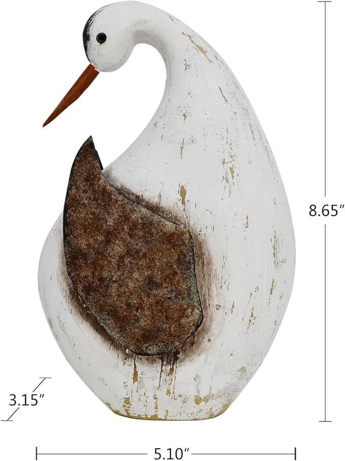 Veclotch 8.65"" H Nautical Wood Beach Sea Bird Table Statue Decorative Seabird Figurine Handmade Sculpture Rustic Distressed Farmhosue Nautical Bird Statue Sea Ocean Coastal Home Decoration (L)