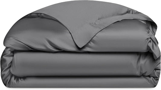 Cozy Earth Luxury Duvet Cover Queen - 100% Viscose from Bamboo - Ultra-Soft, Cooling & Lightweight Duvet Cover - Temperature-Regulating Bedding with Concealed Zip & Interior Snap Closures - Charcoal