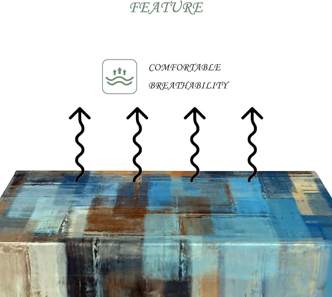 70x120 Inch Modern Abstract Art Rectangle Tablecloth Blue Brown Gradient Painting Geometric Color Block Grunge Table Cloth Waterproof Durable Table Cover for Kitchen Picnic Bedroom Home Party