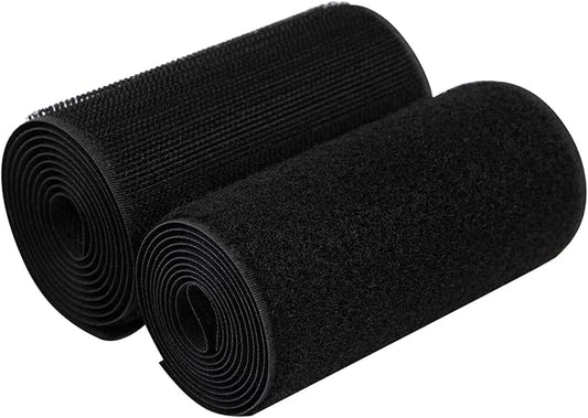 6 Inch Sew on Hook and Loop Strips | Easy to Sew | Excellent Grip | Non-Adhesive Back Nylon Fabric Fastener Strips for Clothing Sewing Crafts and DIY Projects, Black, 6in x 1.1yd
