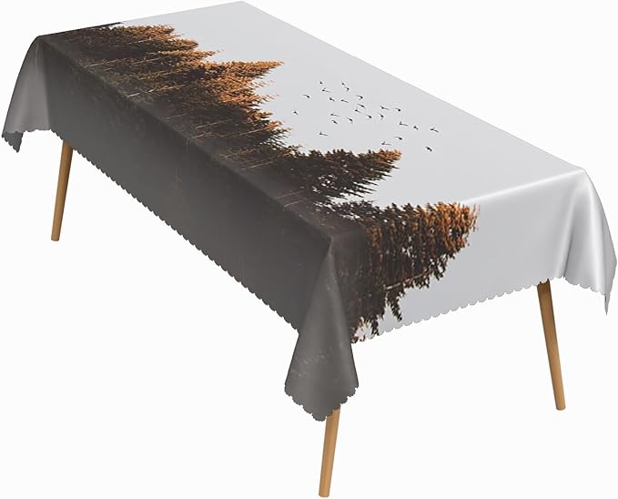 70x120 Inch Nature Rectangular Tablecloth Bird Autumn Forest Table Cloth Waterproof Durable Table Cover for Holiday Picnic Outdoor BBQ Decor