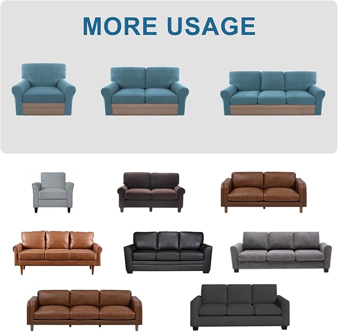 H.VERSAILTEX Multi-Pieces Sofa Covers Stretch Couch Covers Form Fitted Seats and Back Cushions Covers (2 Seat Covers Plus 2 Back Cusion Covers, Bonus 2 Armrest Covers), Storm Blue