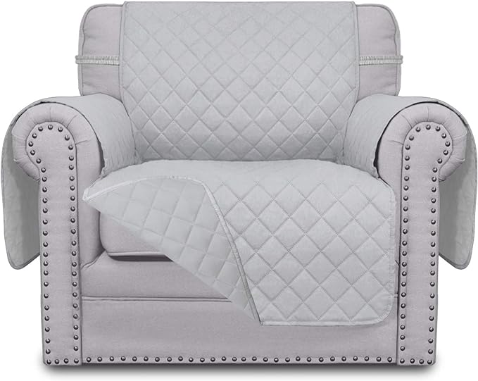 Easy-Going Chair Sofa Slipcover Reversible Sofa Cover Water Resistant Couch Cover Furniture Protector Cover with Elastic Straps for Pets Kids Children Dog Cat (Chair, Light Gray/Light Gray)