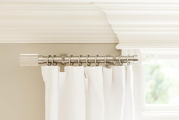 BlastHome® Luxury Curtain Rings – Premium Metal with Quiet, Smooth Nylon Inserts – Pinhooks and Clips Included – 1 1/2" Inside Diameter – 18 Rings for Two Standard Curtains– Brushed Nickel