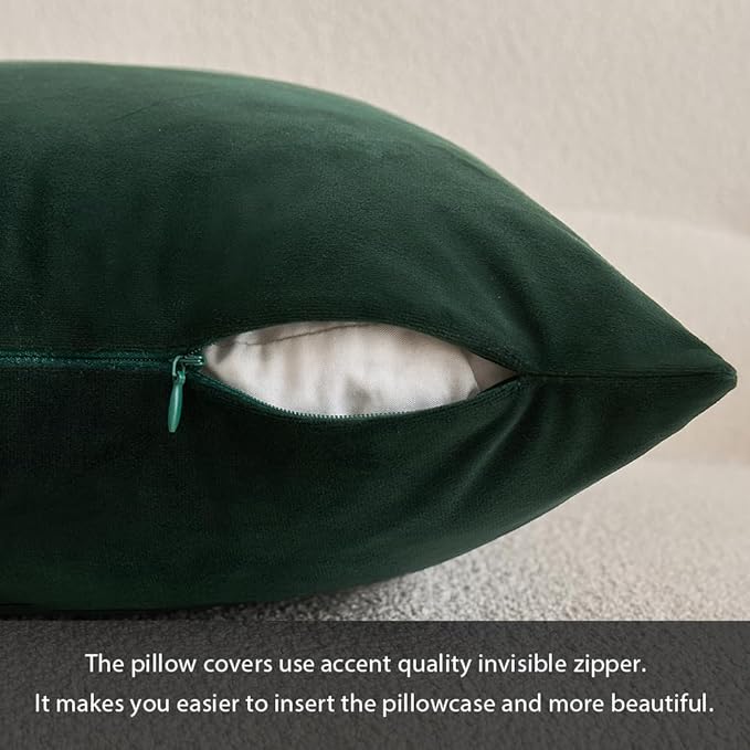 MIULEE Pack of 2 Velvet Soft Solid Christmas Decorative Lumbar Rectangle Throw Pillow Covers Cushion Case Home Decor for Couch Sofa Bedroom Car 12x20 Inch Army Green