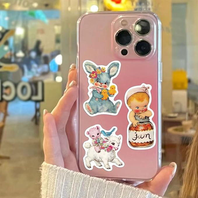 50Pcs Vintage Cherub Christian Baby Stickers – Waterproof Retro Cute Pastels Angels Stickers for Scrapbooking, Journals, Invitations, Laptop, Water Bottles