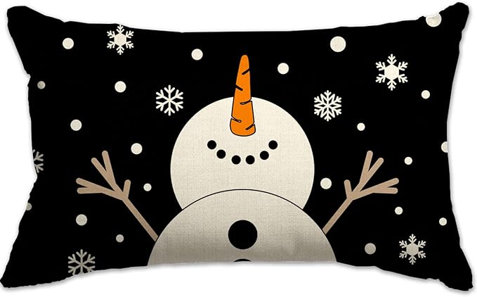 Christmas Pillow Covers 12x20 Snowman Snowflake Merry Christmas Holiday Party Throw Pillow Cover Decorations Pillows Decorative for Sofa Winter Home Decor