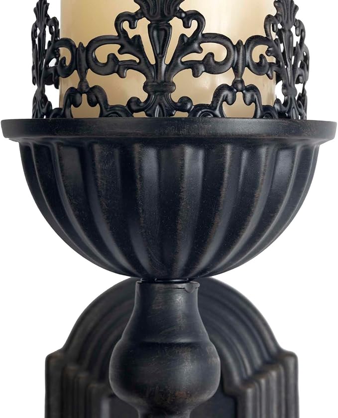 Wall Sconce Candle Holder (Set of 2) Black Crown and Scepter Design Wall-Mount Metal Candle Holders Hanging Iron Wall Candle Sconce Holder for Living Room, Bathroom, Dining Room