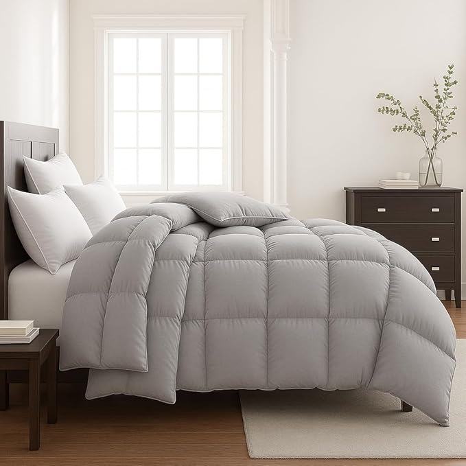 The Ultimate All Season Comforter Deal Hotel Luxury Down Alternative Comforter Duvet Insert with Tabs Machine Washable (California King Grey)