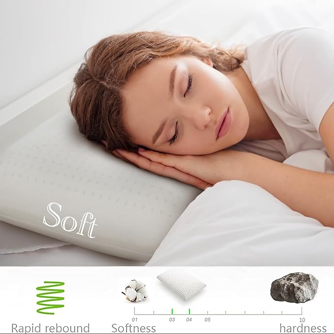 100% Talalay Latex Pillow, Luxury King Size Sleeping Bed Pillow for Side, Back, and Stomach Sleepers, Extra Soft Natural Latex Foam Pillow, Removable Breathable Cotton Cover (Soft, King)