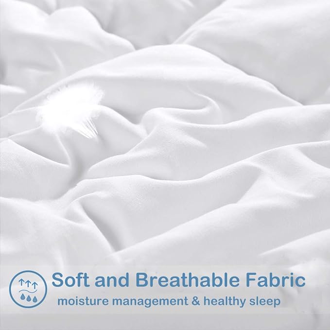 EASELAND Oversized King Down Alternative Comforter - Quilted Duvet Insert for All Seasons, Soft Lightweight with Corner Tabs, Summer Winter Warm Bedding, White 98x116 Inches