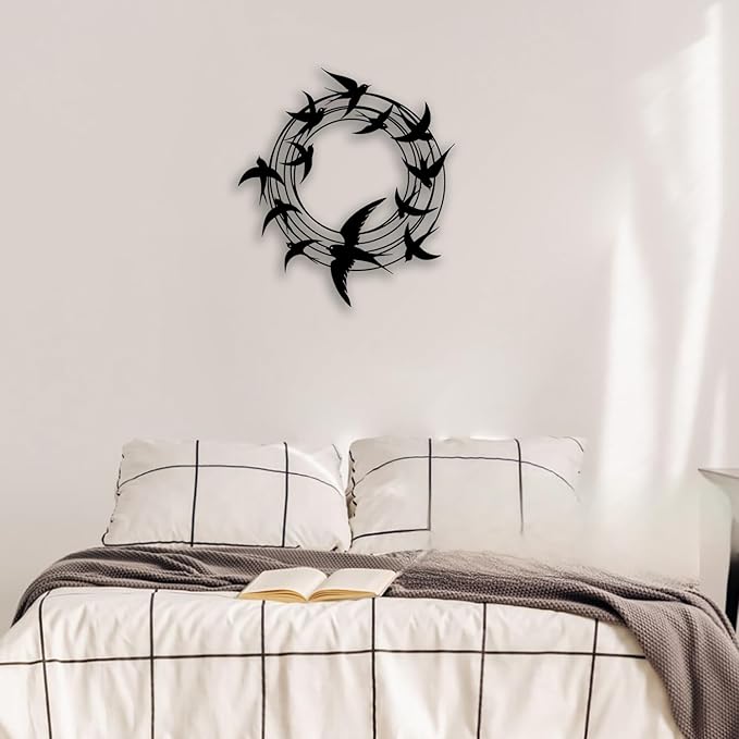 OPTYBVFD Flying Birds Metal Wall Decor - Room Decor Wall Art Home Decor for Living Room, Bedroom, Office，Outdoor, Courtyard (Black)