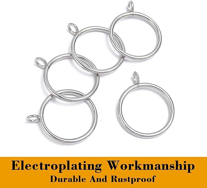 42 PCS Curtain Rings, 1.5 Inch Metal Curtain Drape Sliding Eyelet Rings-Hanging Rings for Curtains and Rods, Fits Up to 1 1/4-Inch Rod, Silver(Clips Not Included)