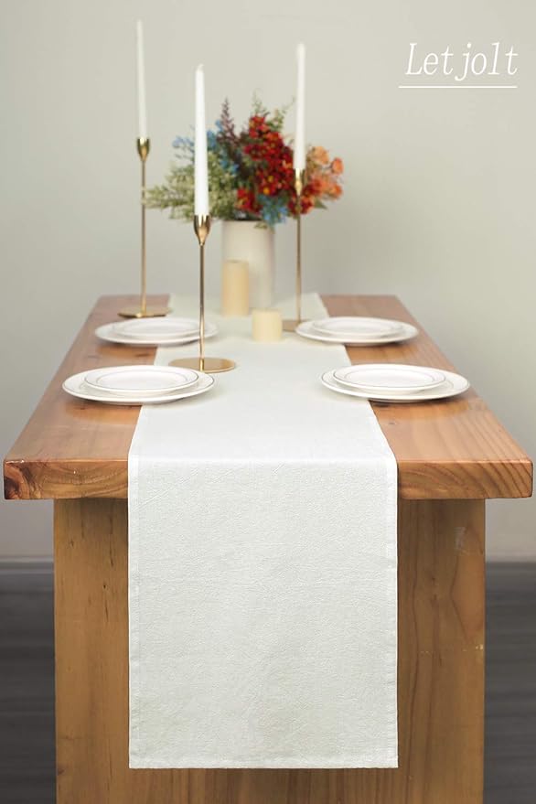 Letjolt White Table Runner 72 Inches Long Rustic Table Runner Cotton Runner Plain Table Decor