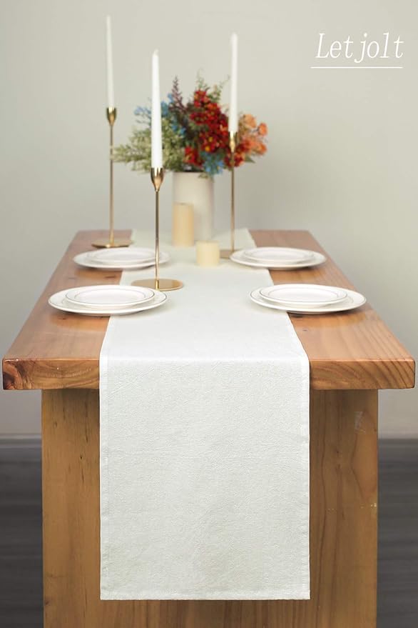 Letjolt White Table Runner 108 Inches Rustic Table Runner Cotton Plain Table Decor