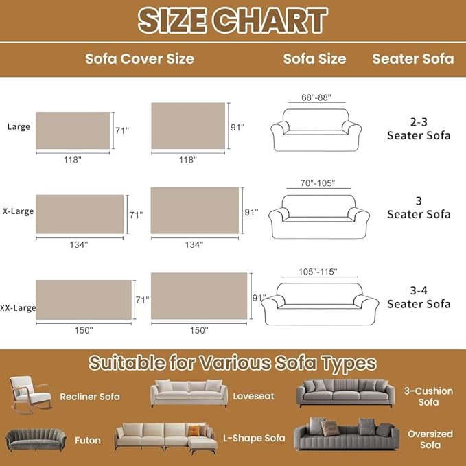 ROOMLIFE Boho Khaki Couch Covers for 3 Cushion Sofa, Breathable Couch Cover Sectional Sofa Cover for Dog, Washable Furniture Sofa Protector Cover Soft Blanket with Tassel for Living Room, 71''X134''