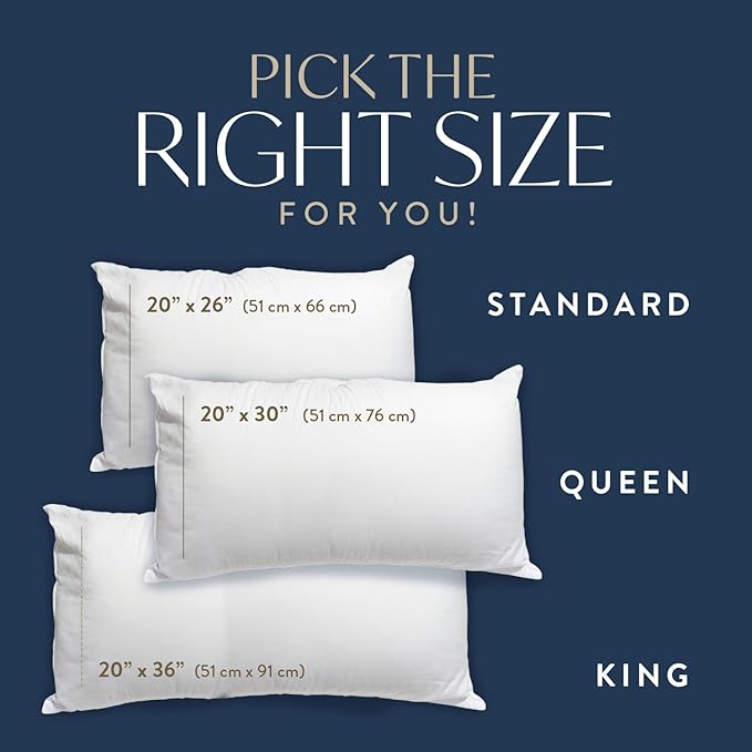 Digital Decor 100% Cotton Luxury Hotel Pillows Standard Size Set of 2, Cooling Hypoallergenic Down Alternative Pillows for Sleeping, Firm Support for Side & Back Sleepers, Made in USA, 26" x 20"
