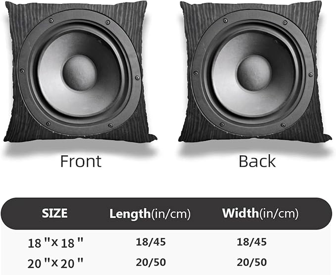 Speaker Pattern Pillow Covers 18x18 Inch Set of 2 Black Audio Bass Throw Pillow Cover Speaker Music Sound Square Pillowcase Cushion Cases for Home Couch Bed Sofa