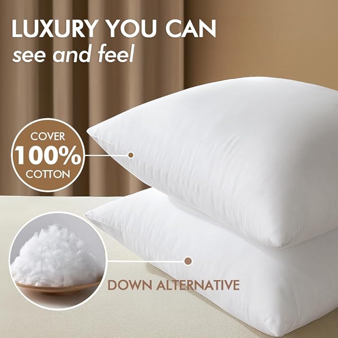 MIULEE 16x16 Down Alternative Pillow Insert Decorative Throw Pillow 16 x 16 Inch Body Bed Sleeping Ultra Soft Fluffy Form for Sofa Couch Bed