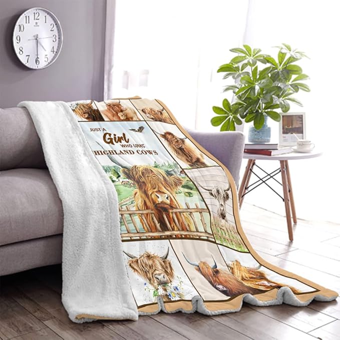 Highland Cow Throw Blanket, Cow Lovers Gift, Sofa Decor, 50" x 60"
