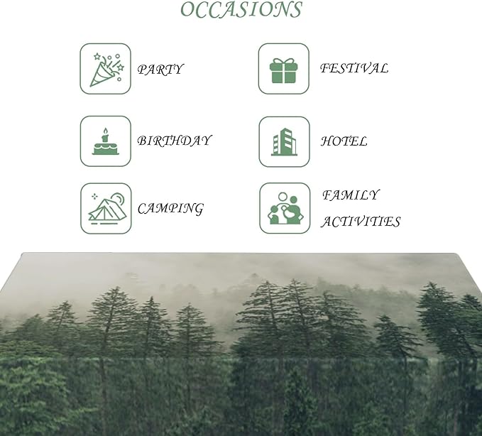 70x120 Inch Nature Scenery Rectangular Tablecloth Foggy Wild Forest Mysterious Secret Realm Table Cloth Waterproof Durable Table Cover for Home Game Room Banquet Picnic Outdoor BBQ Decor