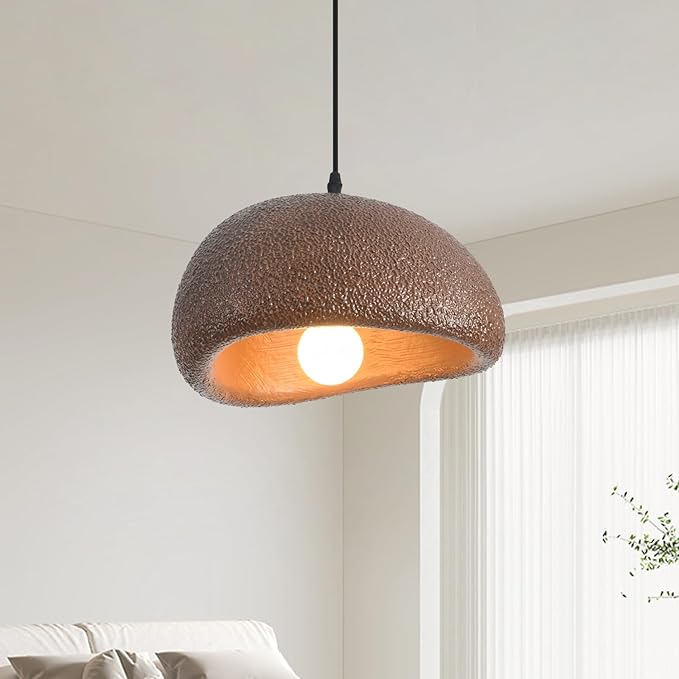 11.8in Wabi Sabi Pendant Lights Kitchen Island Lighting Fixture Ceiling Mount Brown Modern Japanese Lamp Japandi Chandelier for Dining Living Room Hallway Bedroom Restaurant Hanging Lamp