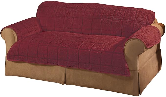 OakRidge Bradley Sherpa Sofa Protector - Slipcover Burgandy